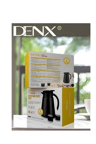 Denx طقم إبريق قهوة مع كوبين - تصميم أنيق ومتين للمنزل والمكتب
