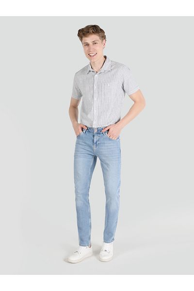 Colin's Pantaloni de jeans indigo pentru bărbați, cu talie joasă, cu picioare drepte