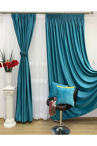 Liz Line Set of two velvet curtains, with ties and wide drapery, "Velvet lux" by Liz Line, 2x140x245-DR51214