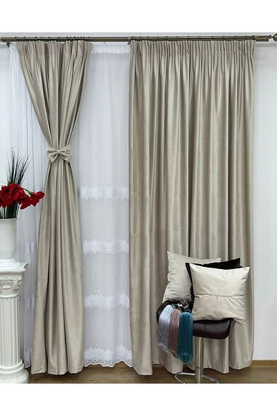 Liz Line Set doua draperii catifea, cu bride si rejansa lata, "Velvet lux" by Liz Line, 2x140x245-DR50114