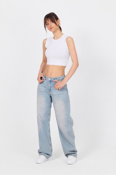 Rays White Crew Neck Crop Tank Top 9189m