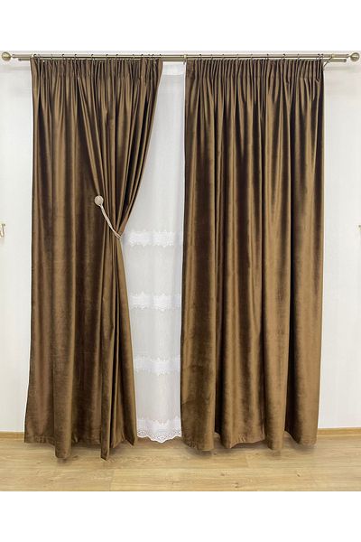 Liz Line Set of two velvet curtains, with drapery, various sizes and colors, from the "Velvet lux" range by Liz Line