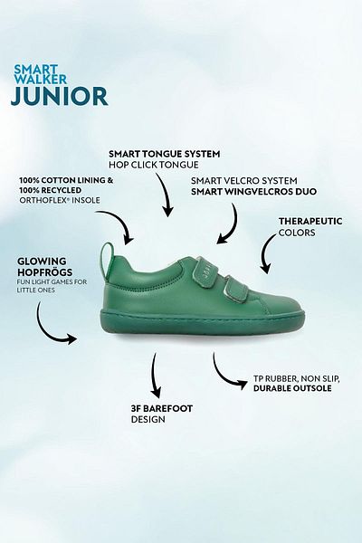 HOPFRÖG Pantofi pentru copii Barefoot Smart Walker Junior cu lumină verde