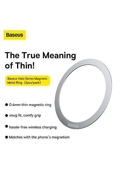 Baseus Baseus Halo Series 2Pcs Magnetic Metal Ring Ultra-Thin Adhesive Plate for MagSafe - Silver