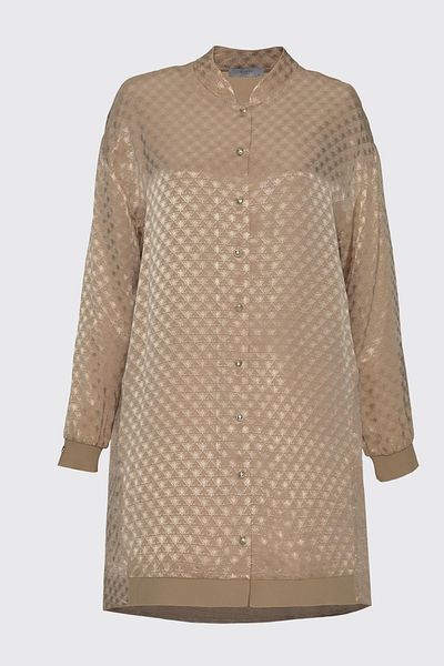Zühre Jacquard Judge Collar Beige Jacket C-0134