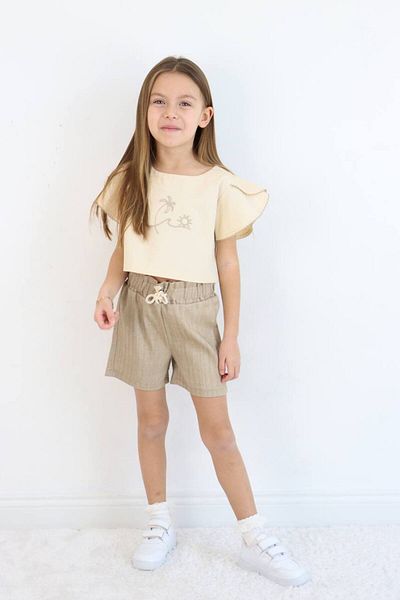 Tiny Girl's Crop Blouse and Shorts Set
