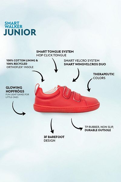 HOPFRÖG smart Walker JunIor - Red LIght Barefoot ChIldren's shoes
