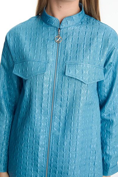 Zühre Jacquard Zippered Aqua Jacket C-0135