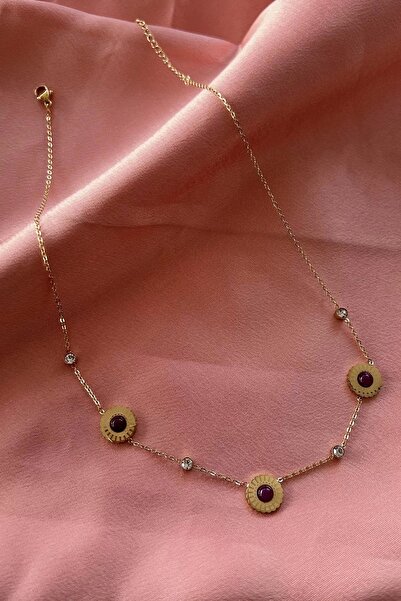 TakıDolabı قلادة من الفولاذ باللون الذهبي