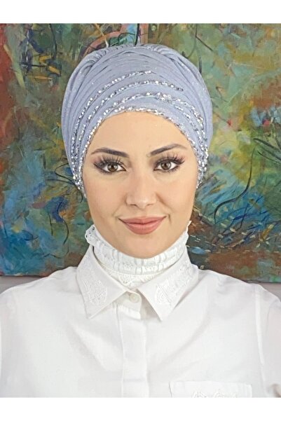 BUTİKAMBAR Boncuk Detaylı Drapeli Bone Şal