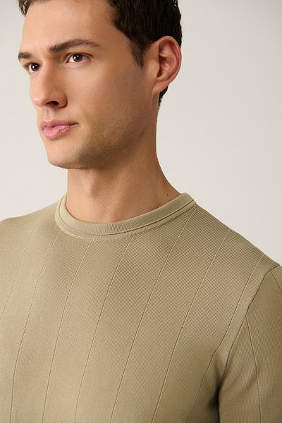 Avva Men's Mink Crew Neck Openwork Knitwear T-Shirt A41Y5058