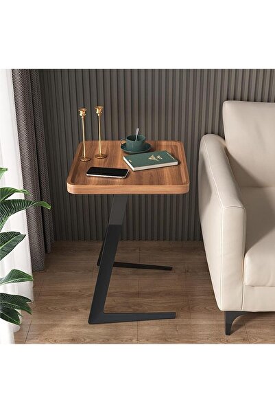 1st Beech Wood Coffee Serving Table 60x40x40 Cm - Brown & Black