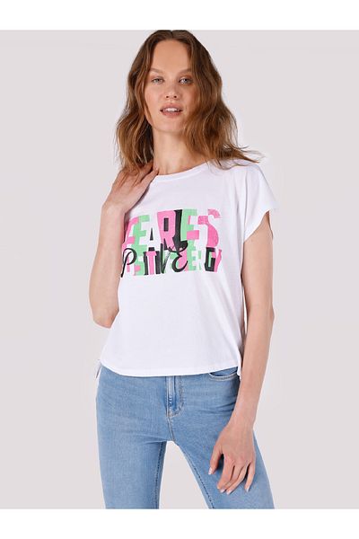 Colin's Tricou alb pentru femei - mâneci