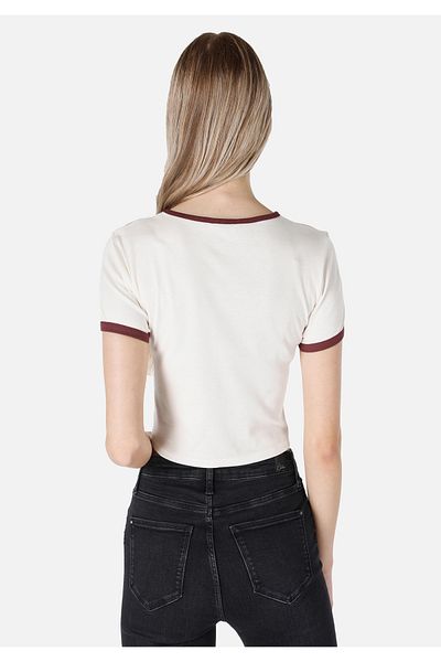 Colin's Tricou cu mânecă scurtă pentru femei, alb, cu imprimeu, cu decolteu rotund