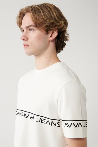 Avva Ανδρικό μπλουζάκι με λευκό εμπριμέ Crew Neck Soft Touch A41y1329