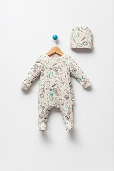 H HONEY BABY Organic Lion Printed Jumpsuit for Baby Boy