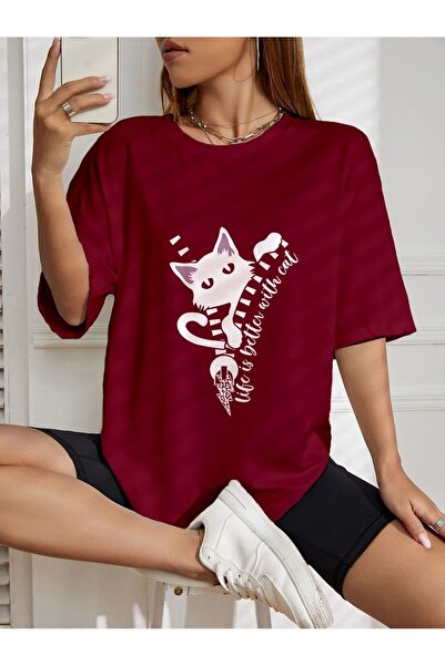 ship master tricou oversize cu imprimeu pisici