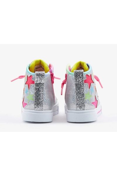SKECHERS TWINKLE SPARKS silver sneakers for girls