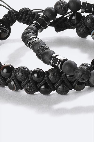 Avva Men's Black Jasper Bracelet - A41Y9603