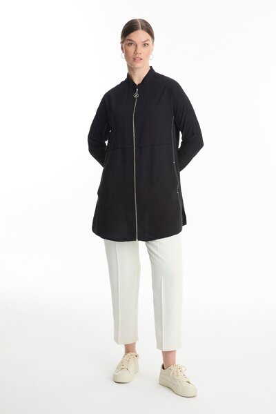 Zühre Μαύρο μπουφάν με φερμουάρ Judge Collar C-0130