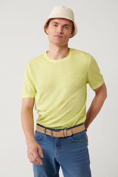Avva Ανδρικό μπλουζάκι Neon Green Crew Neck A41y5074
