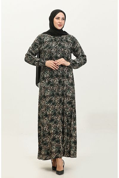sefamerve Πράσινο φόρεμα Viscose Plus Size Print - 44851P-02