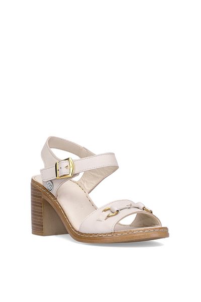 Mammamia D25Ys-2420 Women Genuine Leather Heeled Sandals Bone