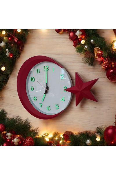 Bahat Phosphorescent 3D Embossed Number Crescent Star Turkey Wall Clock 31*42 cm