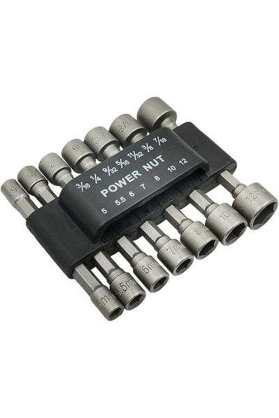 Generic 14 Pcs Power Nut Driver Set Nut Socket 5,5.5,6,7,8,10,12mm,3/16",1/4",9/32",5/16",11/32",3/8",7/16"