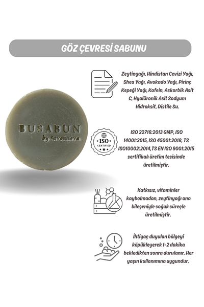 Kozmetigo Solid Soap with Caffeine and Vitamin C for Dark Circles under the Eyes-Natural Soap-100Gr