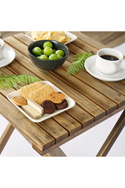 WOODENSA 50x50cm Katlanır Masa Bistro Masa - Bahçe&balkon&teras&cafe Masası Ceviz