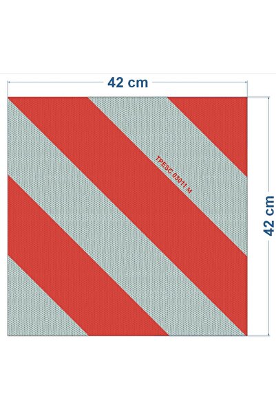 DURAK REKLAM Kırmızı Beyaz Reflektör Tabela Lowbed arkası 42x42cm