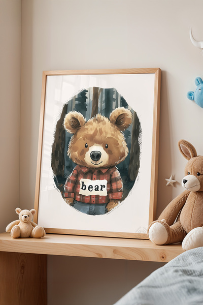 Basquiart Poster cu ramă din lemn pentru camera copiilor, camera bebelușilor,...