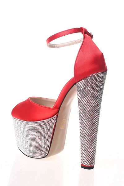PayBuy Women's Fashion Chic Fuchsia Satin Heel Poly Stone High Heel Heels Wedding Engagement Night Evening Dress Shoes