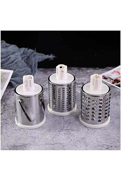 Denx Manual Tabletop Drum Cheese Grater, 3 In 1 Rotary Shredder Slicer Grinder For Cucumber Nut Potato