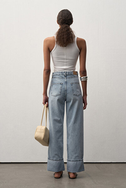 Mathilda Store Kadın Buz Mavisi Mathilda Katlı Paça Wide Leg Jean