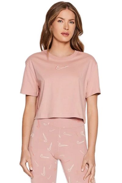 Nike W NSW CROP SS TEE PRNT women's pink t-shirt