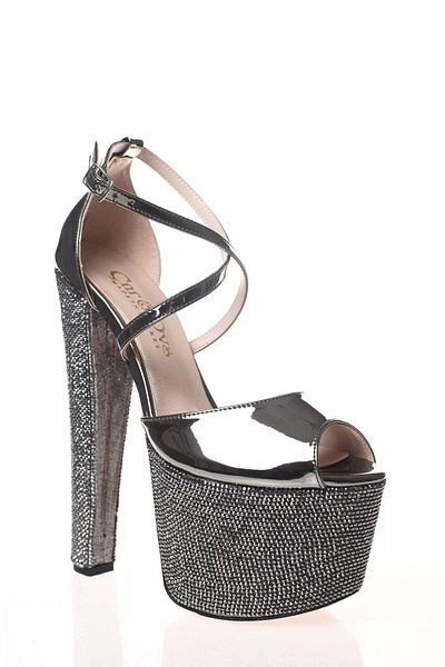 PayBuy Women's Fashion Stylish Gold Mirror Heel Poly Stone High Heel Heels Wedding Engagement Night Evening Dress Shoes
