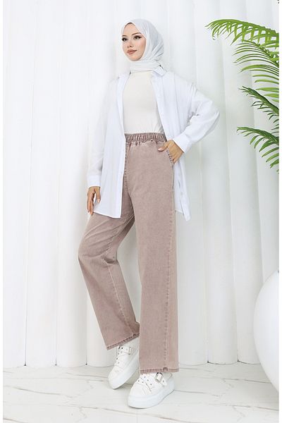 sefamerve Blugi cu talie elastică Dusty Rose - 9633B-01
