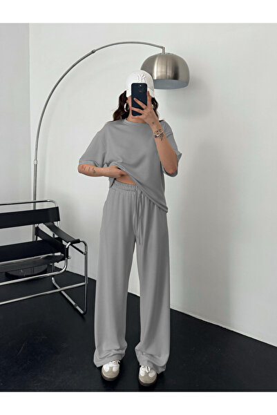 YAKAMEL Women's Modal Combed Cotton High Waist Oversize Bottom Top Set