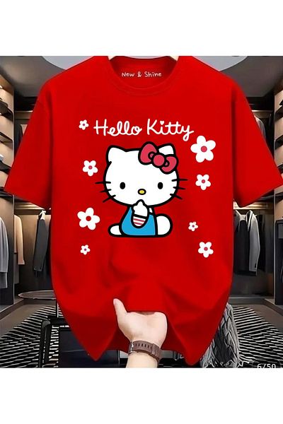 New Shine 1 T-Shirt Is a Gift for Purchases of 6 or More in the Cart - Hello Kitty Printed Oversize T-Shirt