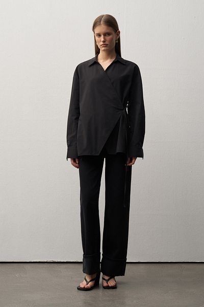 Mathilda By Çiğdem Bilici Women's Black Mathilda Folded Leg Wide Leg Jean