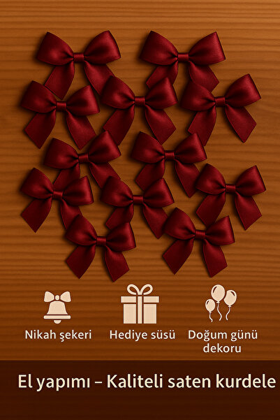 serap çiçekçilik 25 Adet Bordo Saten Fiyonk Kurdele Saten Kurdele Fiyonk