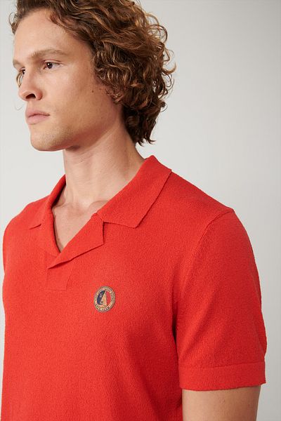 Avva Men's Coral Apaj Collar Textured Knitwear T-Shirt A41Y5066