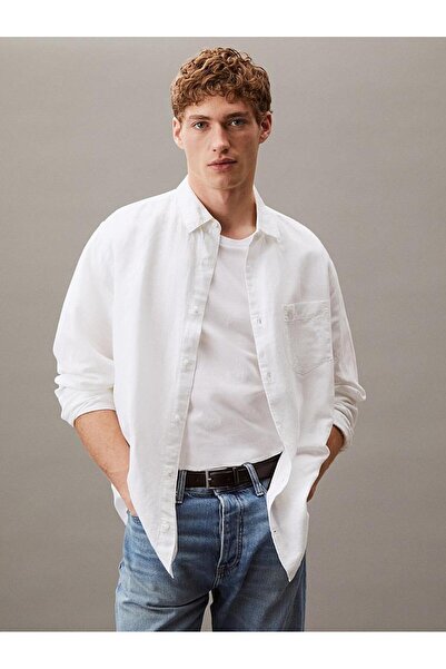 Calvin Klein Erkek LINEN COTTON REGULAR L/S SHIRT Gömlek