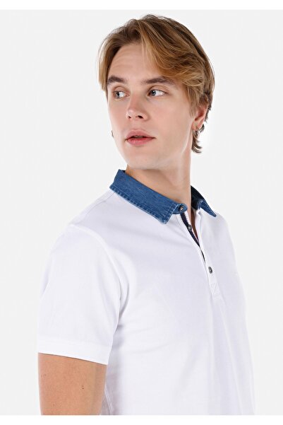 Colin's Slim Fit Polo Yaka Düz Erkek Beyaz Kısa Kol Tişört
