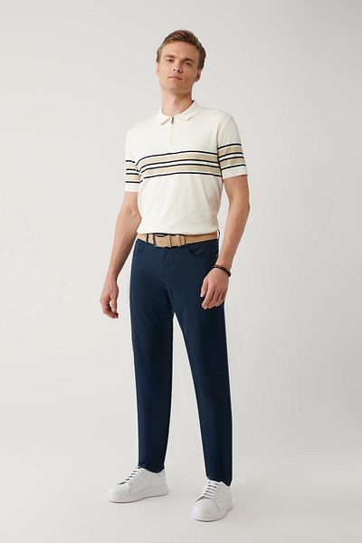 Avva Ανδρικό παντελόνι Navy Blue Slim Fit Classic μέσης 5 τσέπης A41y3071