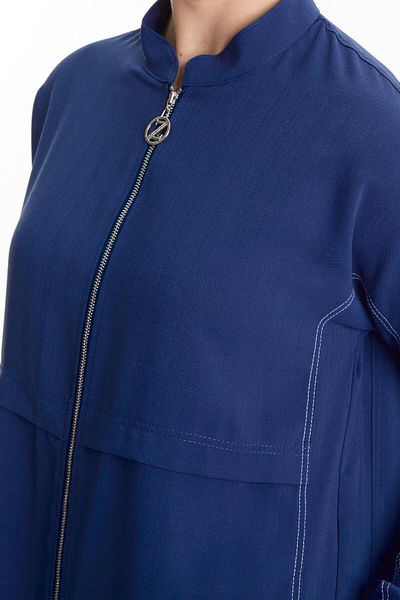 Zühre Zippered Judge Collar Navy Blue Jacket C-0130