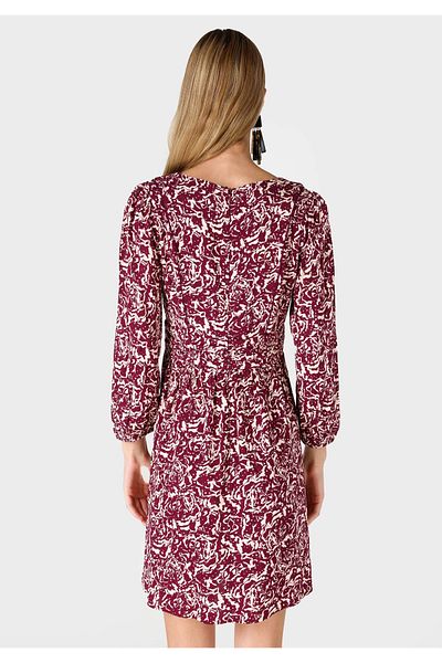 Colin's Rochie de damă mini plisată cu decolteu în V burgundy - Imprimată