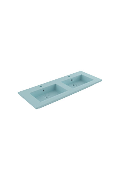 Bocchi Milano Çift Gözlü Lavabo 120 Cm Mat Buz Mavi 1111-029-0126
